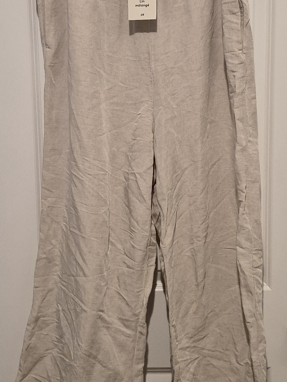 H&M Linen Mélange Wide-Leg Pants - Beige